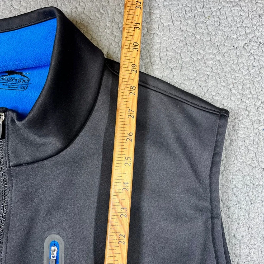 Slazenger Golf Vest Black Blue Fleece Lined Mens Full Zip Size 2XL